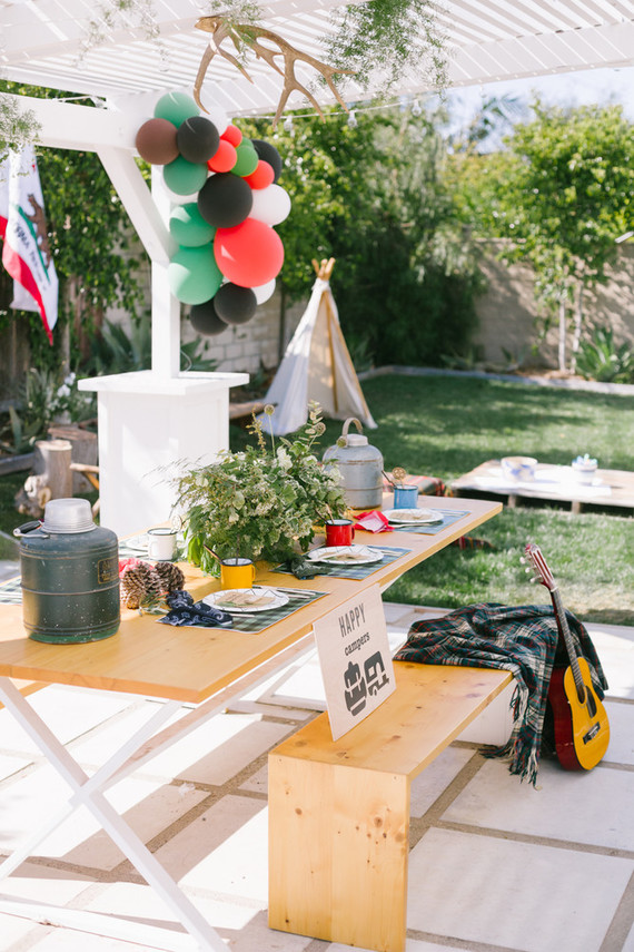 Backyard camp-themed 5th birthday party Inspiration