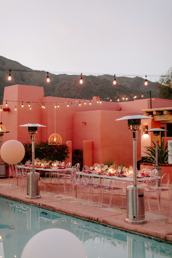Luxe pink Palm Springs wedding at The Pond Estate