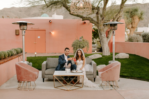 Luxe pink Palm Springs wedding at The Pond Estate