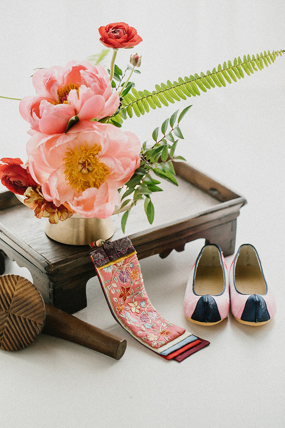 Elegant floral first birthday Korean Dol with peonies