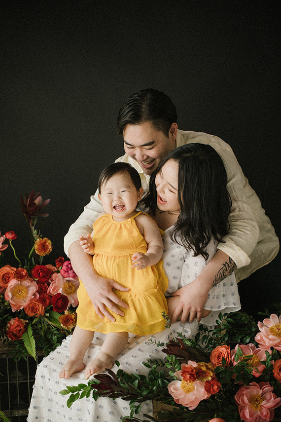 Elegant floral first birthday Korean Dol with peonies