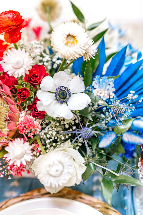 red, white and blue flowers for 4th of July
