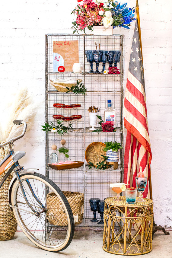 Red, white, and blue 4th of July party ideas with a boho, floral twist