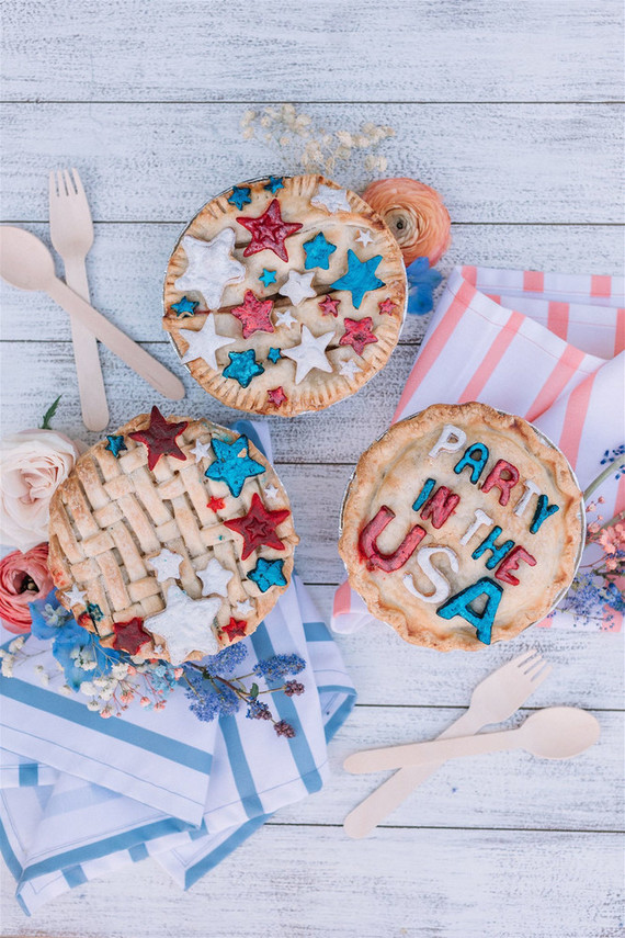 Red, white, and blue pies