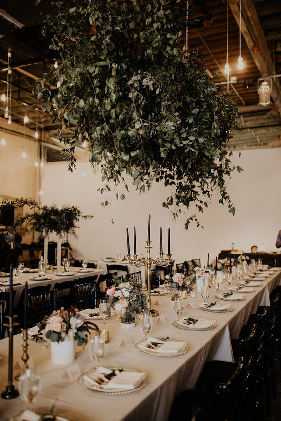 Gold and green tablescape