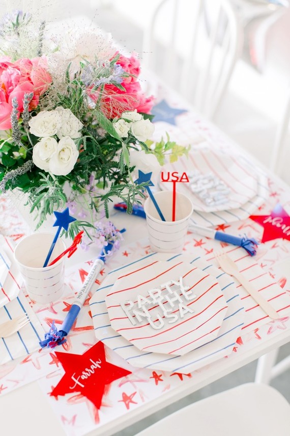 Red, white, and blue kids 4th of July party Inspiration