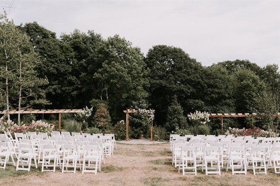 Green and white Maine barn wedding