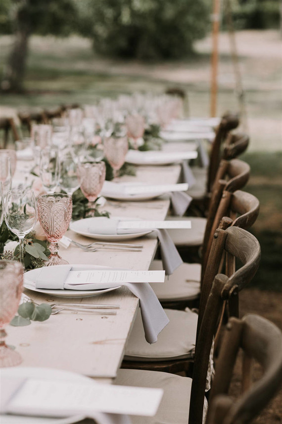 Green and white Maine barn wedding