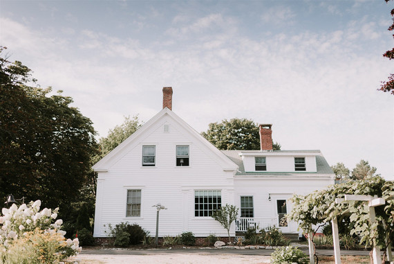 Green and white Maine barn wedding