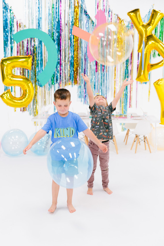 Colorful modern food fight 5th birthday party