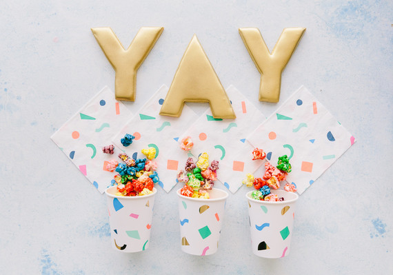 Colorful modern food fight 5th birthday party