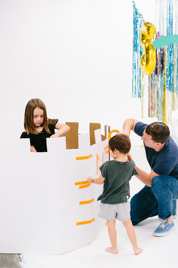 Colorful modern food fight 5th birthday party