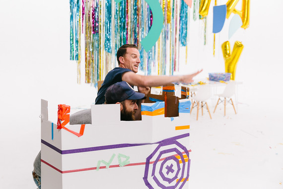 Colorful modern food fight 5th birthday party