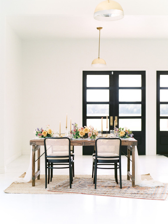 Black and yellow wedding tablescape