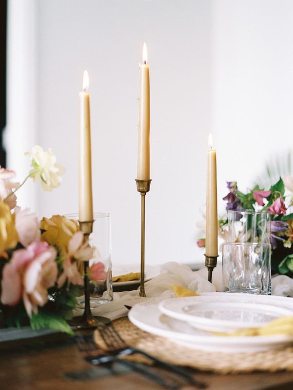 Black and yellow wedding tablescape
