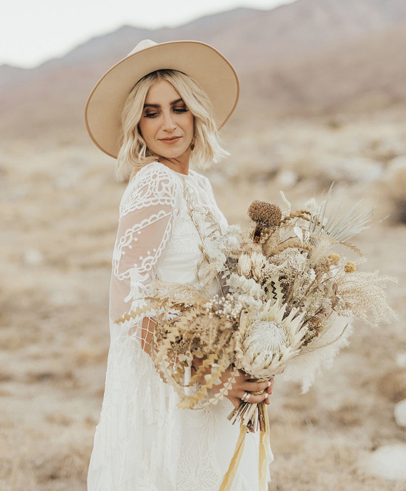 Dried flower bridal bouquet