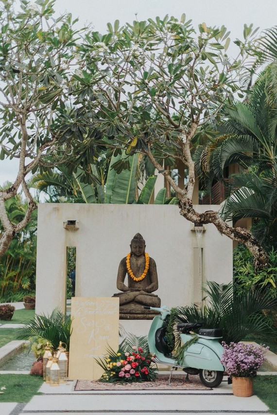 Tropical Bali wedding with floral reception