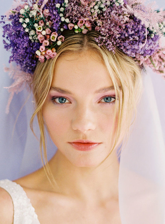 Purple bridal headpiece