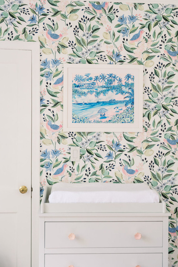 Floral nursery wallpaper