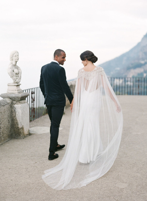 Elegant bridal cape dress