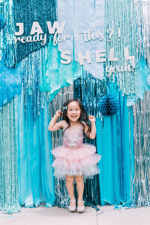 Sharks and mermaids joint birthday pool party