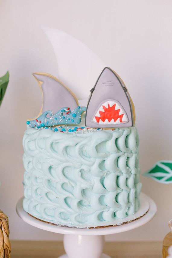 Shark themed birthday cake