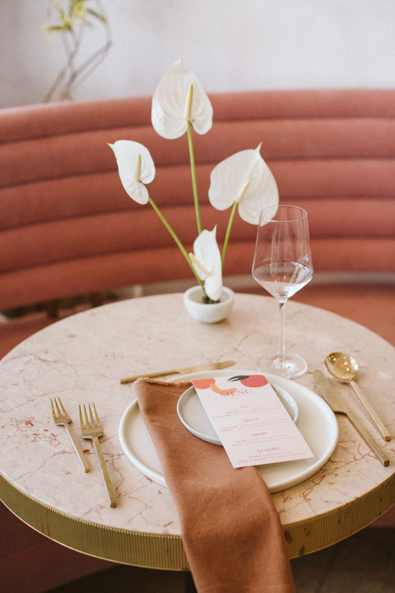 French wedding at a pink restaurant