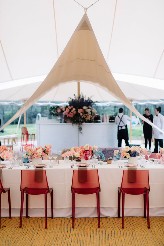 Colorful wedding reception