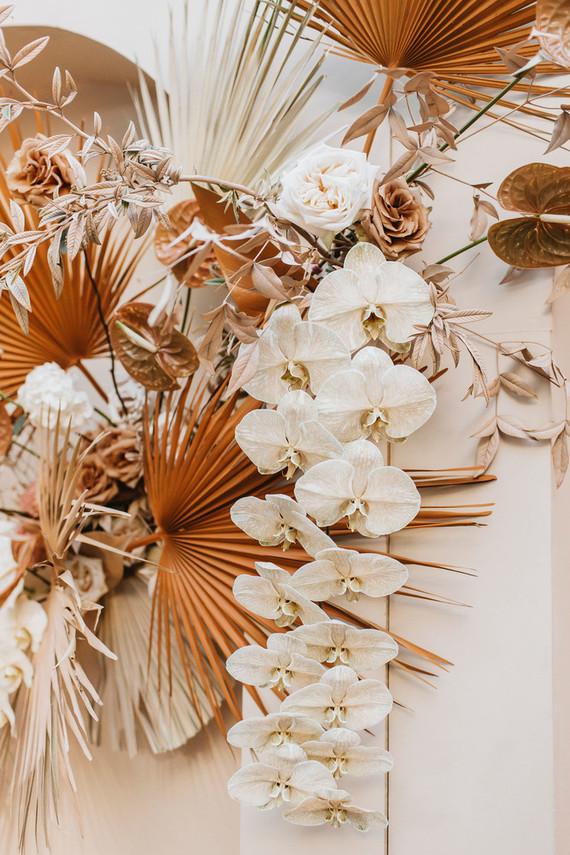 Palm leaf wedding backdrop Inspiration