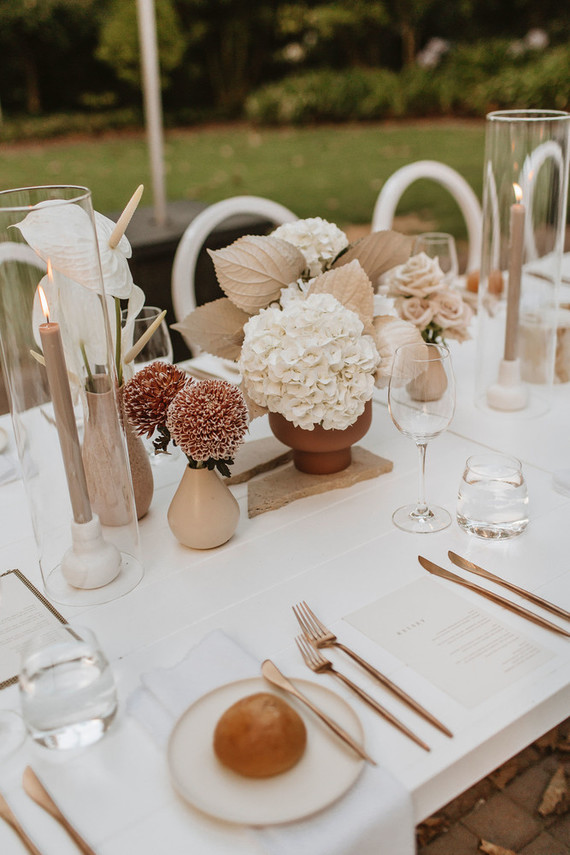 Modern earth tone tablescape