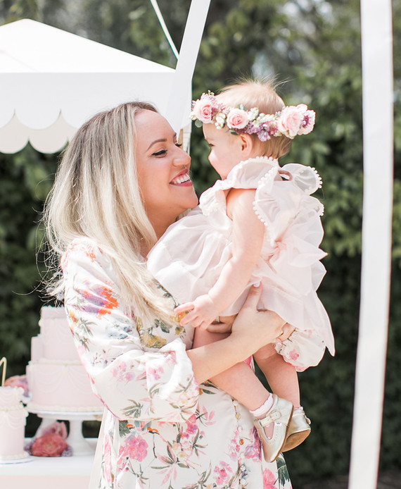 Pink floral French first birthday party