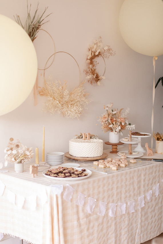 summer baby shower dessert table