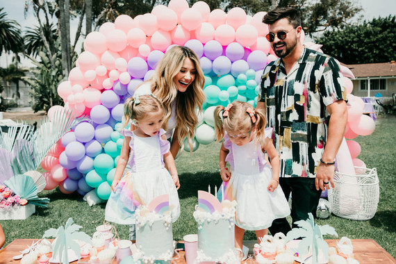 Rainbow pastel twin birthday party Inspiration