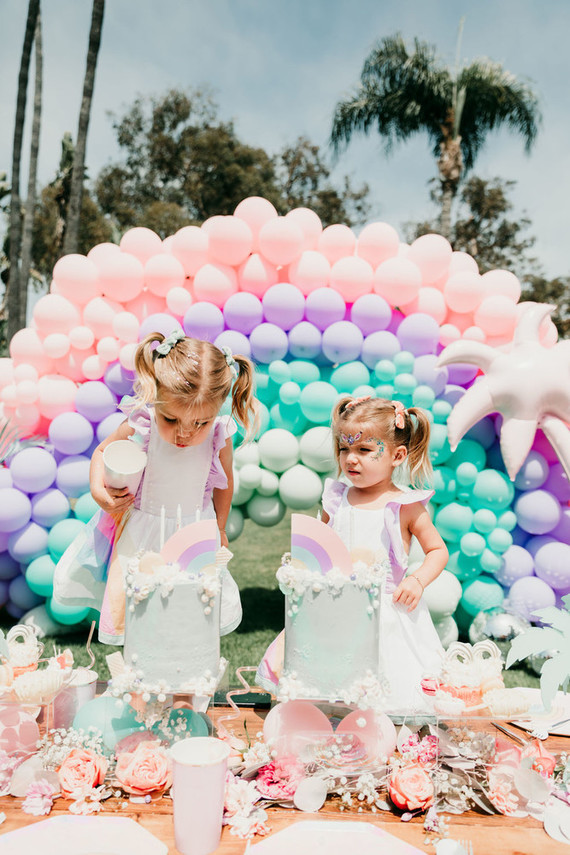 Rainbow birthday cakes for twins