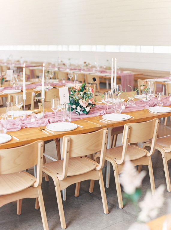 Pink wedding tablescape