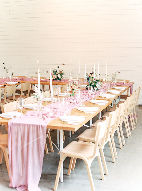 Pink wedding tablescape