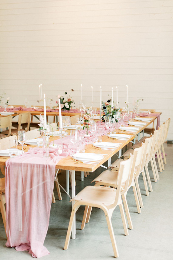 Pink wedding tablescape