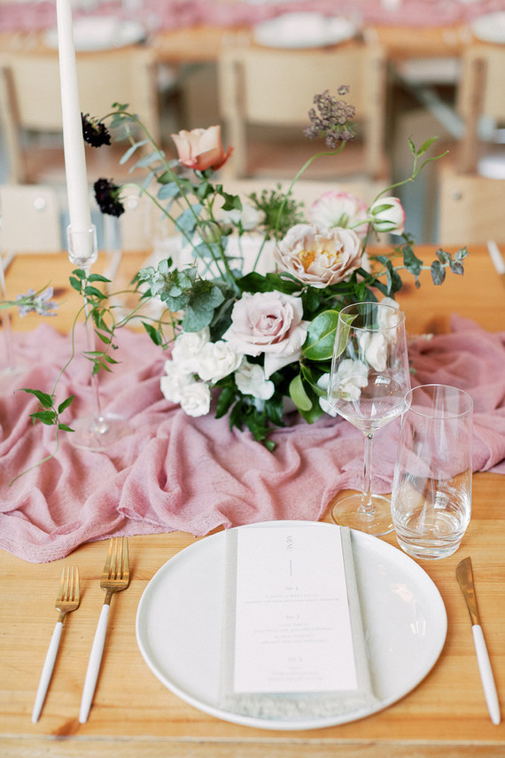 Pink wedding tablescape