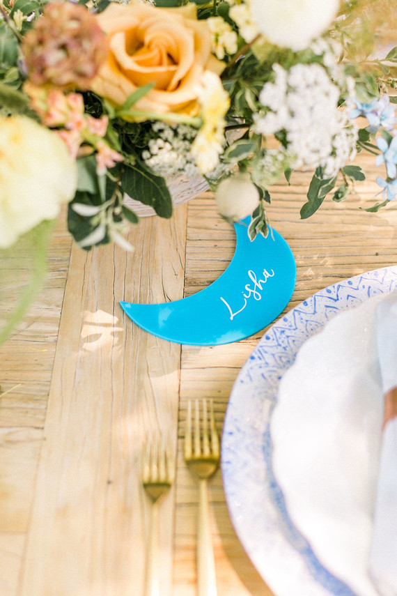 Blue + yellow celestial themed baby shower Inspiration