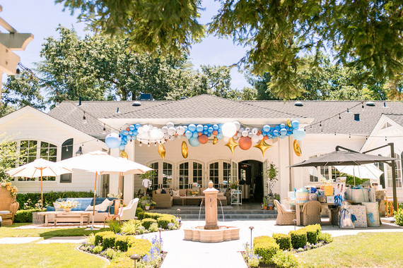 Blue + yellow celestial themed baby shower Inspiration
