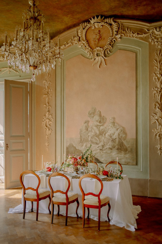 Elegant european wedding tablescape