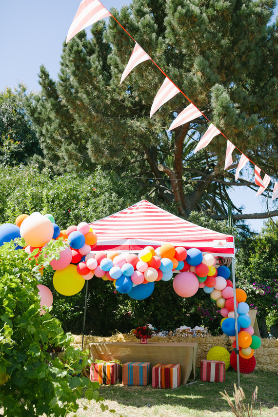 Rainbow balloon installation