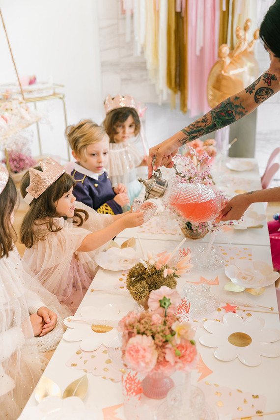 Pink + gold princess tea party 3rd birthday