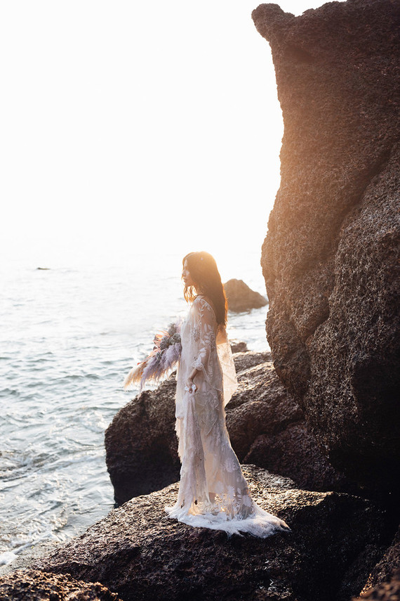 Colorful bohemian beach wedding