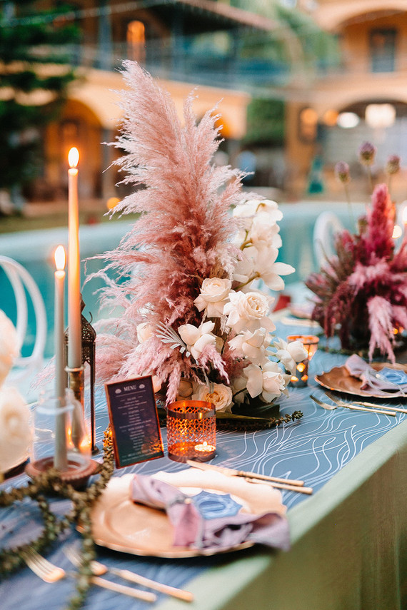 Dyed floral centerpiece