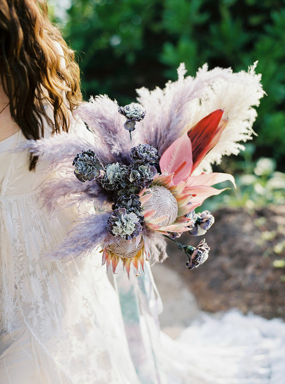 Dyed floral bridal bouquet