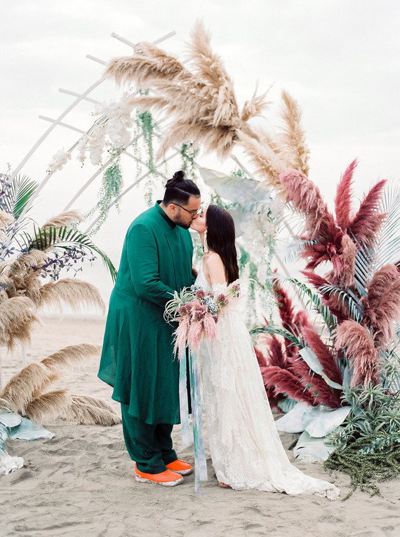Dyed floral ceremony arch Inspiration