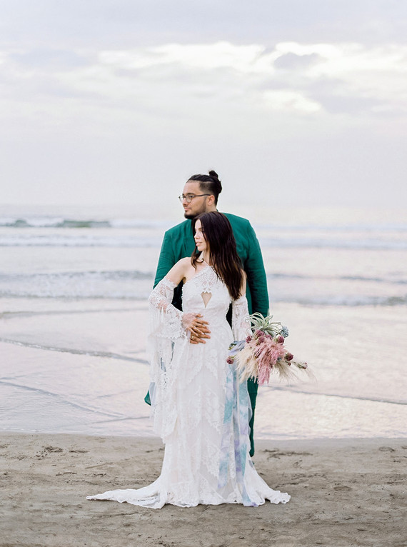 Colorful bohemian beach wedding
