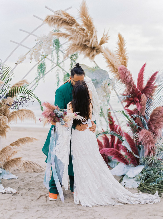 Dyed floral ceremony arch
