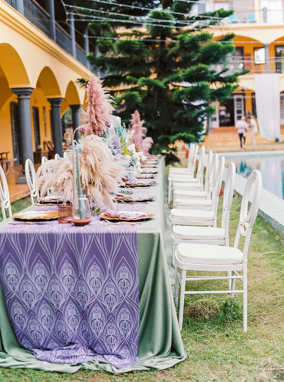 Purple and green tablescape